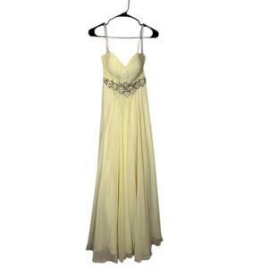 Clarisse Pale Yellow Strapless Jeweled Waist Sweetheart Prom Dress Women Sz  4